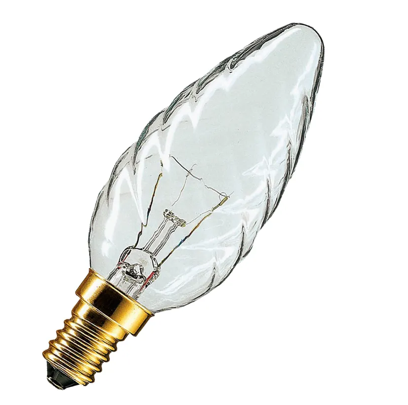 Лампа накаливания "PHILIPS"  BW35 40Вт Е14  свеча витая CL