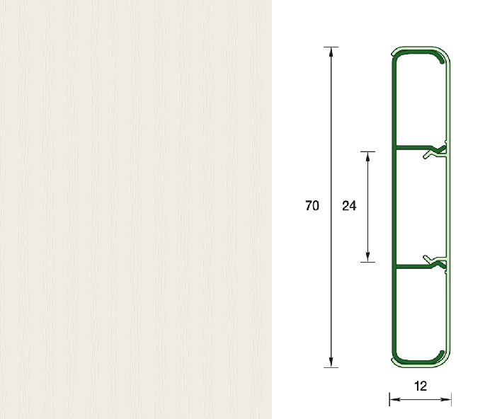 Наличник "Деконика" с кабель-каналом 70мм 2,2м, 033 Кремово-белый