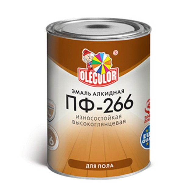 Эмаль для пола ПФ-266 "OLECOLOR" красно-коричневая 0,9кг (Воронеж) 