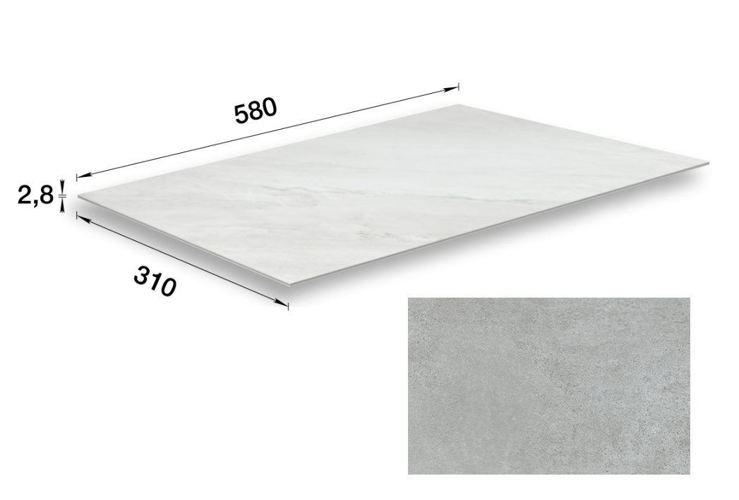 SPC-плитка стеновая 561 Бетон темный 310х580х2,8мм "Идеал Керама" 