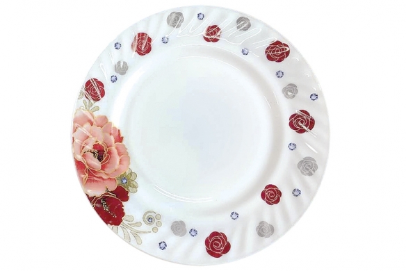 ТАРЕЛКА СТЕКЛ.ЦВЕТОЧНЫЙ БОРДЮР ПЛОСК.18СМ НР70