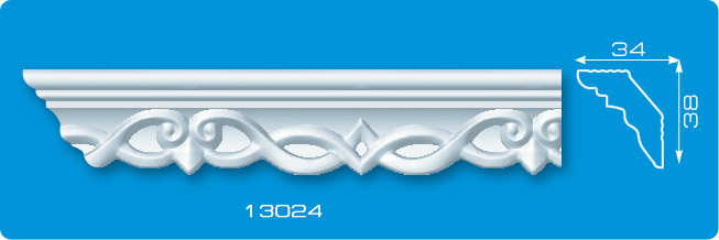 Плинтус потолочный экструдированный "Лагом" №13024 1,3м DISN-113024-WH-0066