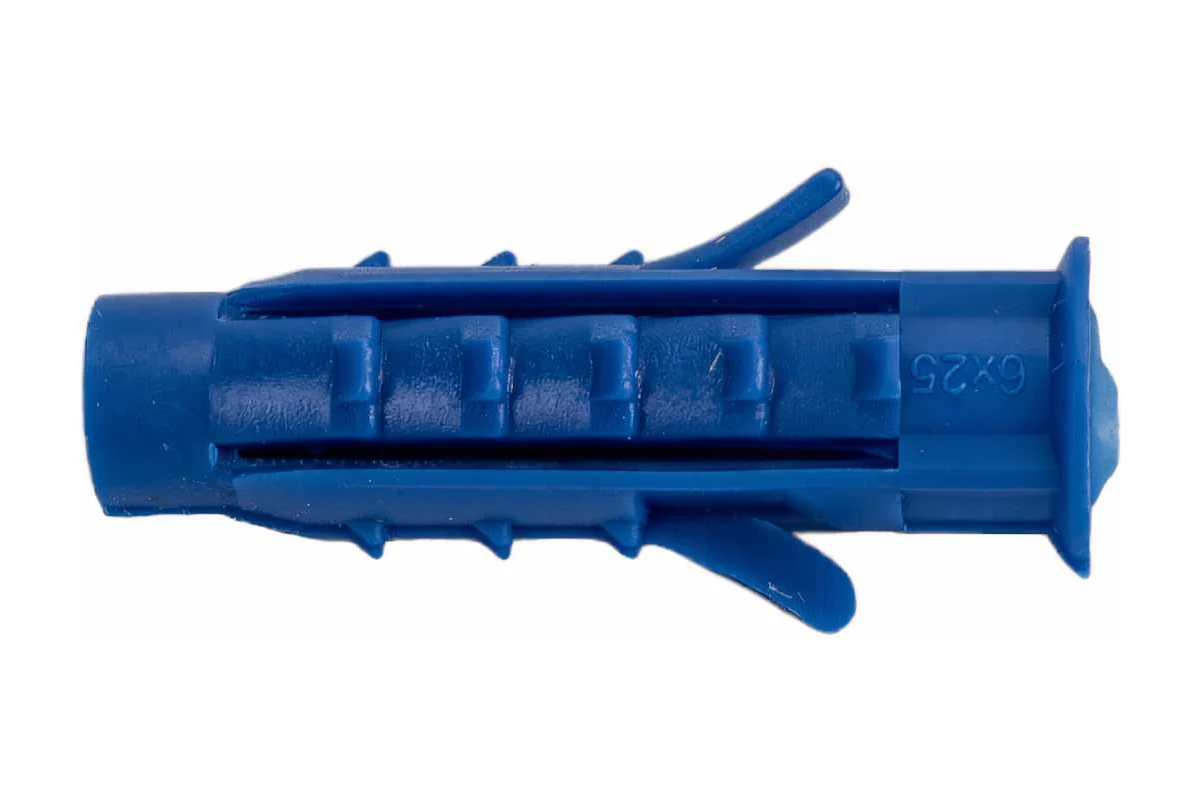 Дюбель распорный синий 6х25 (усы+шипы) пакет (35шт) BISKREP