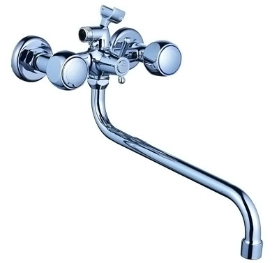 Смеситель для ванны АНТЕЙ Луна двуручный с длинным изливом 300 мм арт. 227336-ANT