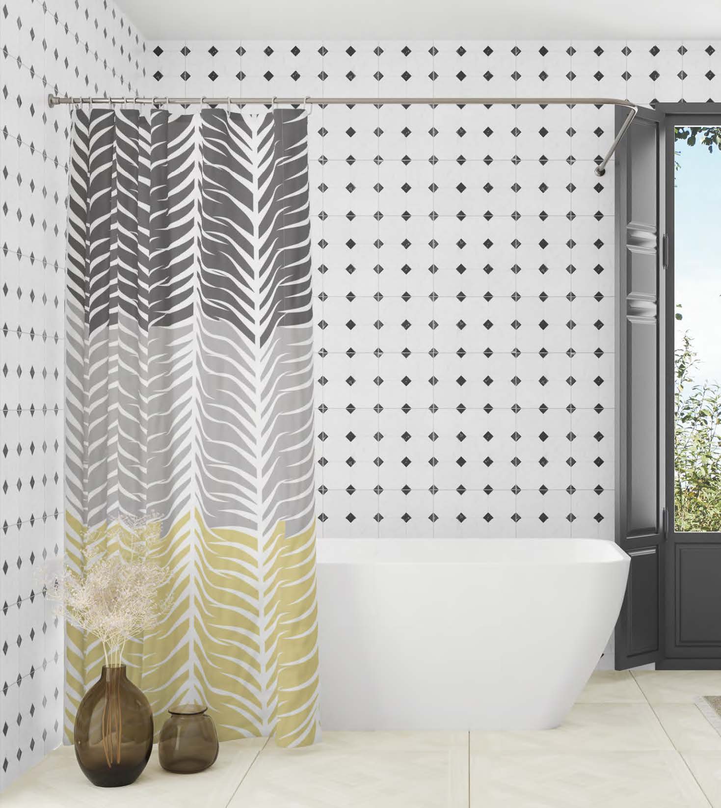 Штора для ванной комнаты "ВИЛИНА" Пальмовые листья 180х180 см 6666-2206-1