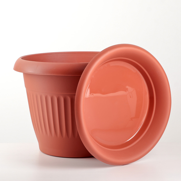 КАШПО ЛИВИЯ 280ММ 7,4Л С ПОДДОНОМ ТЕРРАКОТОВЫЙ /М3021/