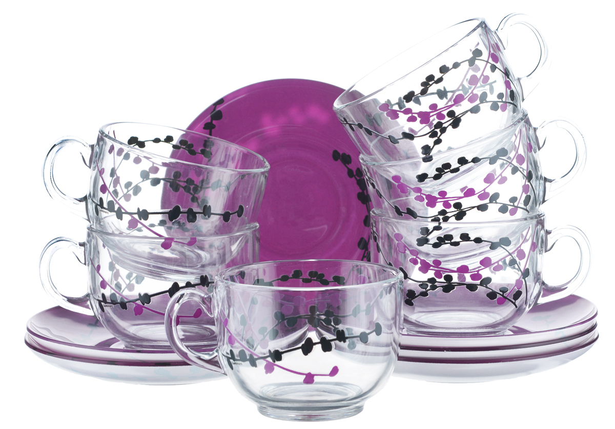 НАБОР ЧАЙНЫЙ LUMINARC "КАШИМА ФУКСИЯ" СТЕК. 12ПР. 220МЛ /Н0060/7952/