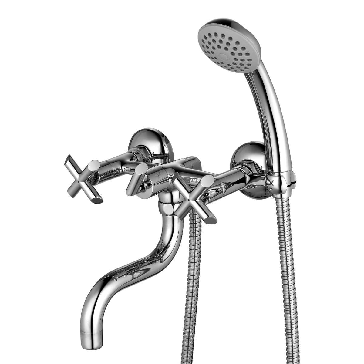 Смеситель для ванны LE-RK "PRACTICA"с круглым поворотным изливом 150мм хром