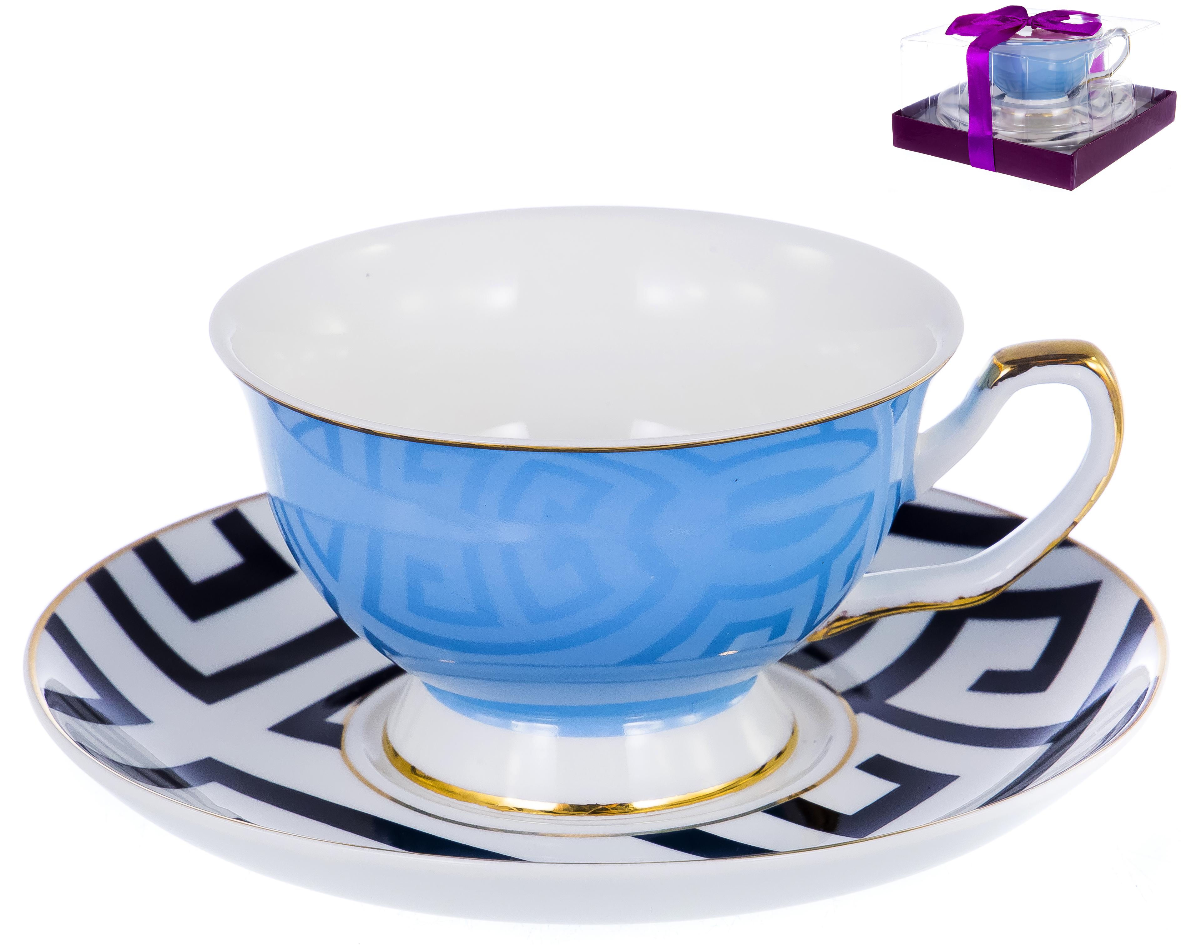 Набор чайный керам. палитра new bone China:чашка 200 мл + блюдце, цветная упаковка 149-04045