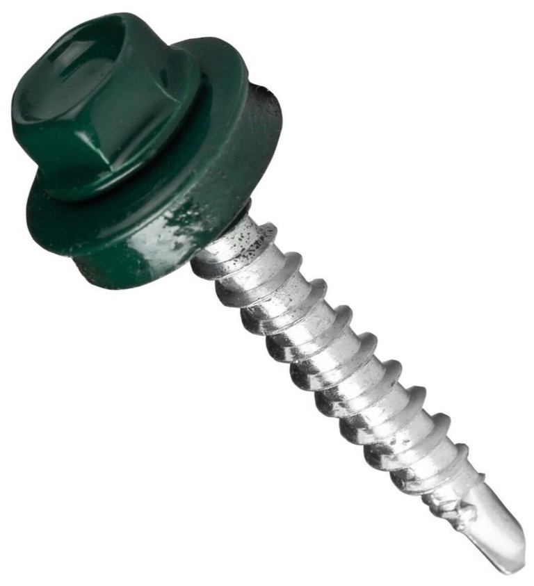 Саморез кровельный RAL6005 4,8х35 зеленый мох контейнер (60шт) BISKREP