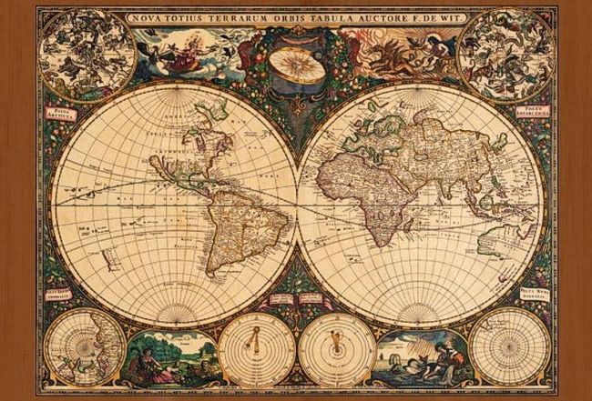 Фотообои "Старинная карта" 4л. 134х196