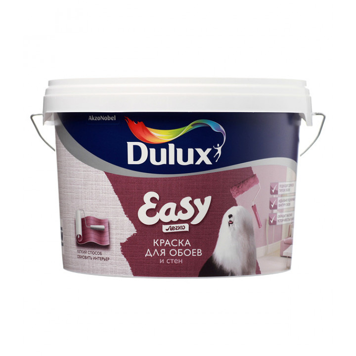 Краска в/д Dulux Easy для обоев и стен матовая BW 10л***