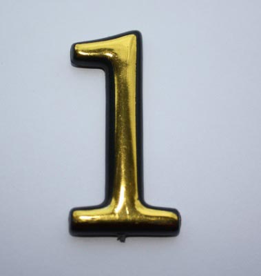 Цифра дверного номера "1" золото самоклеющ h=5 см л-н