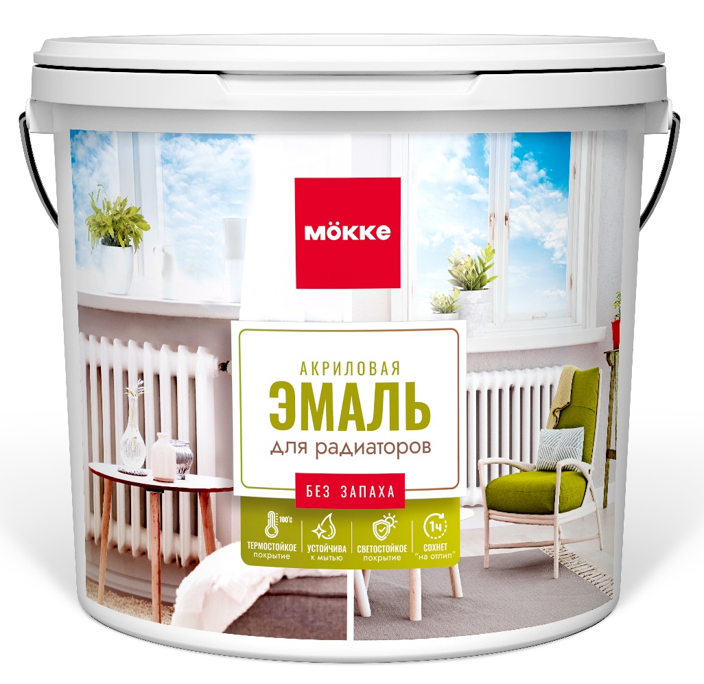 Эмаль акриловая мат. MÖKKE для радиаторов, черный 0,9 кг