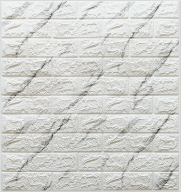 Панель самоклеящаяся Кирпич мрамор белый 70х77см