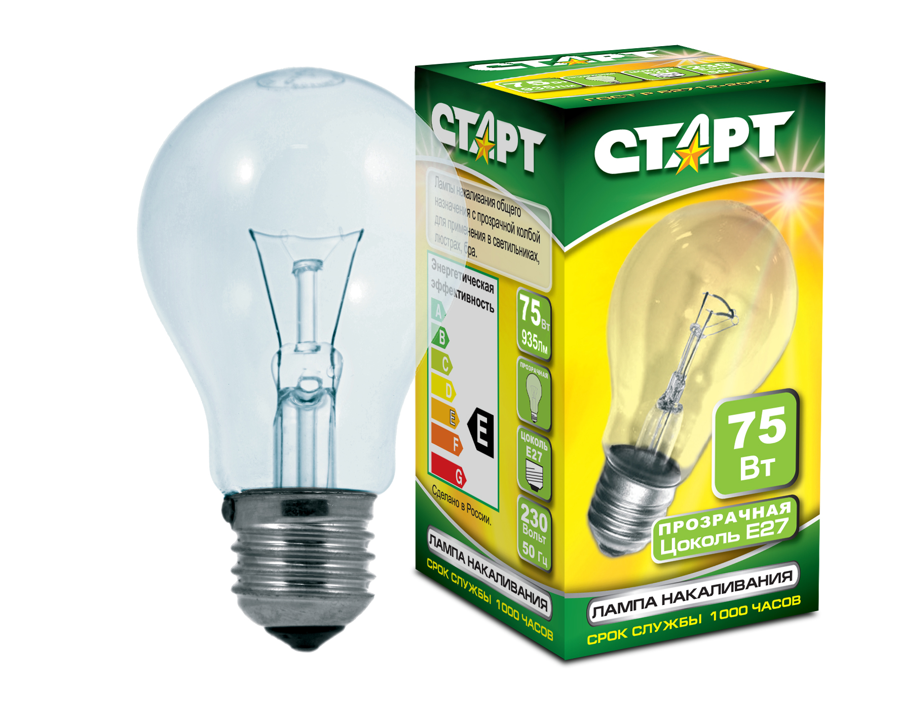 ЛАМПА НАКАЛИВАНИЯ Е27 "СТАРТ" Б 75ВТ /032/