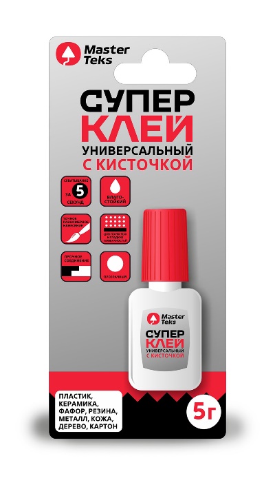 Супер-клей MasterTeks универсальный с кисточкой прозрачный 5гр