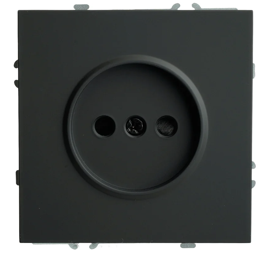 Розетка "Эмили" 1 СП черный уголь механизм без заземления, шторки soft touch Stekker RST16-5109-05