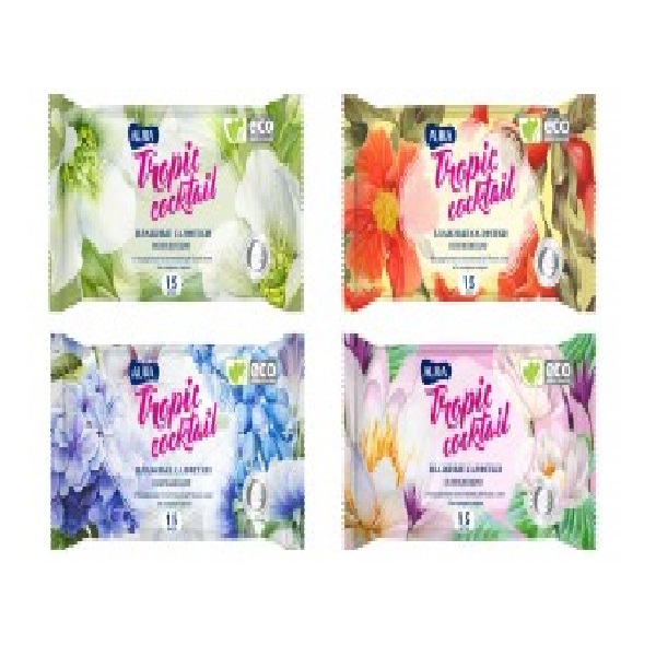 Салфетки влажные AURA Tropic cocktail освежающие 15шт 81368136- купить в АПлайн