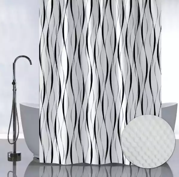 Штора для ванной комнаты "Санакс" 1800х1800 волны, без колец (05-07) 067388
