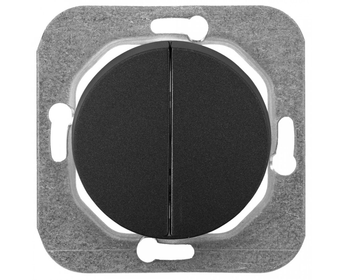 Выключатель "Ретро Прованс" 2 СП черный графит круглый механизм с инд. Bylectrica С510-3308 (538)