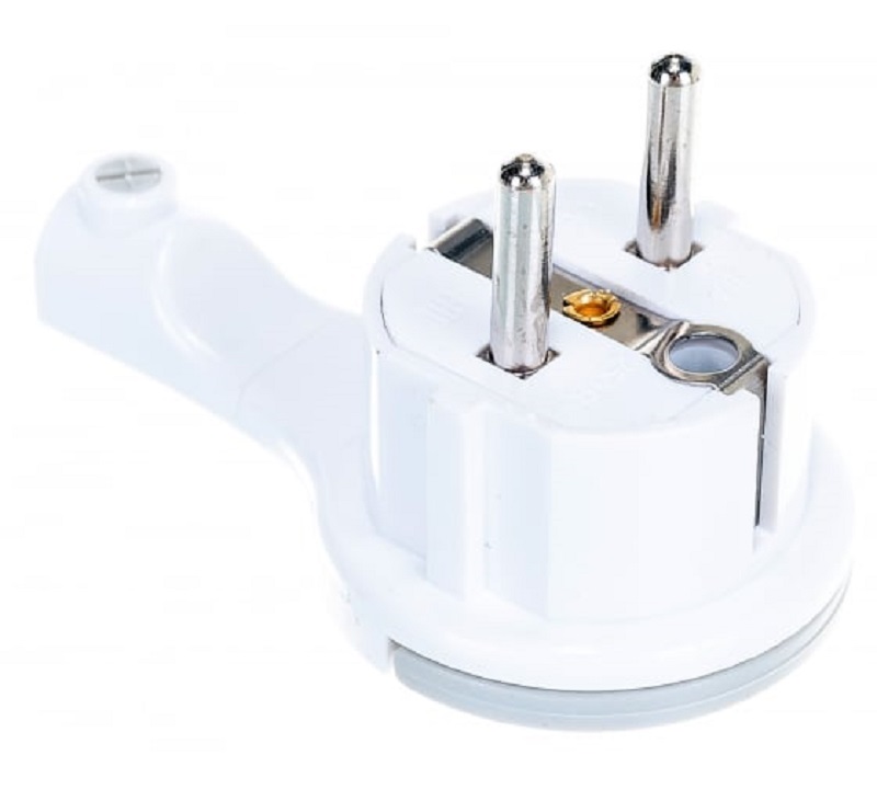 Вилка-невидимка электрическая прямая белая с заземлением 16А Universal 5566874 (874)