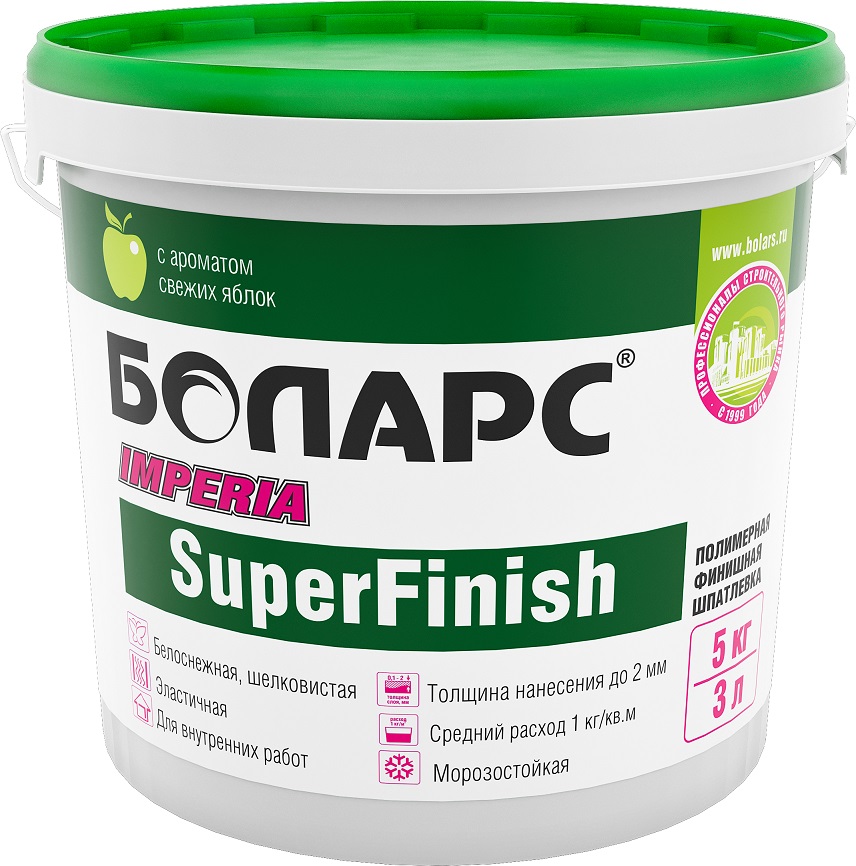 Шпатлевка "Боларс" Imperia Super Finish готовая финишная (с ароматом яблока) 18кг- купить в АПлайн
