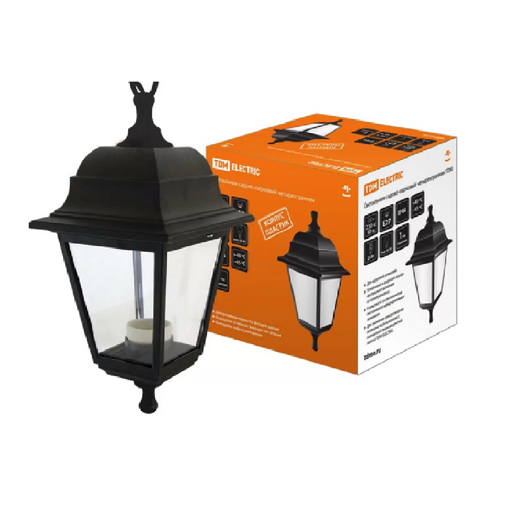 СВЕТИЛЬНИК TDM НБУ уличный/садовый 60W E27 220B четырехгр. подвес пласт/черный SQ0330-0706 - SQ0330-0706 - купить в АПлайн