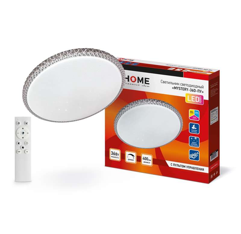 СВЕТИЛЬНИК СВ/Д COMFORT MYSTERY 36Вт 3000-6500К 400х70 ПУЛЬТ "IN HOME" /933 - 4690612025933 - купить в АПлайн