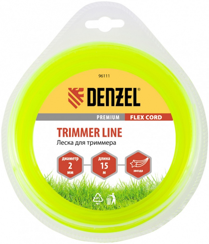 Леска для триммера звезда 2мм 15м Flex cord Denzel 9611196111- купить в АПлайн