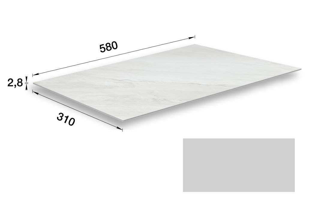 SPC-плитка стеновая  002 Светло-серый 310х580х2,8мм "Идеал Керама" 