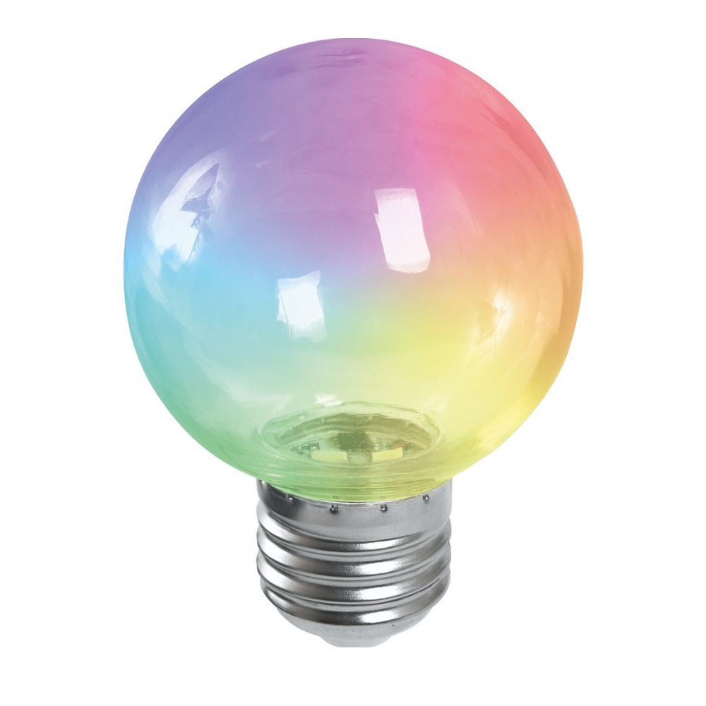 Лампа светодиод. "FERON" декоратив 3Вт 230В Е27 RGB прозрачный-смена цветов 416780- купить в АПлайн