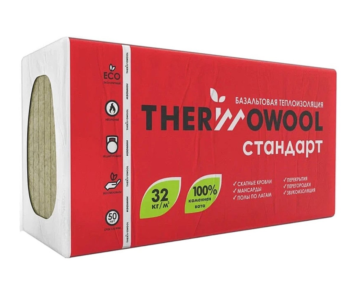 Утеплитель "Изомин" Thermowool стандарт 1200х600х50мм / 5,76м2 - 0,288м3 / 8 плит