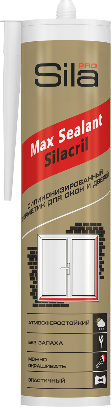 Герметик силиконизированный SILA PRO Max Sealant Silacril для окон и дверей, белый 290млSSAUWH0290- купить в АПлайн