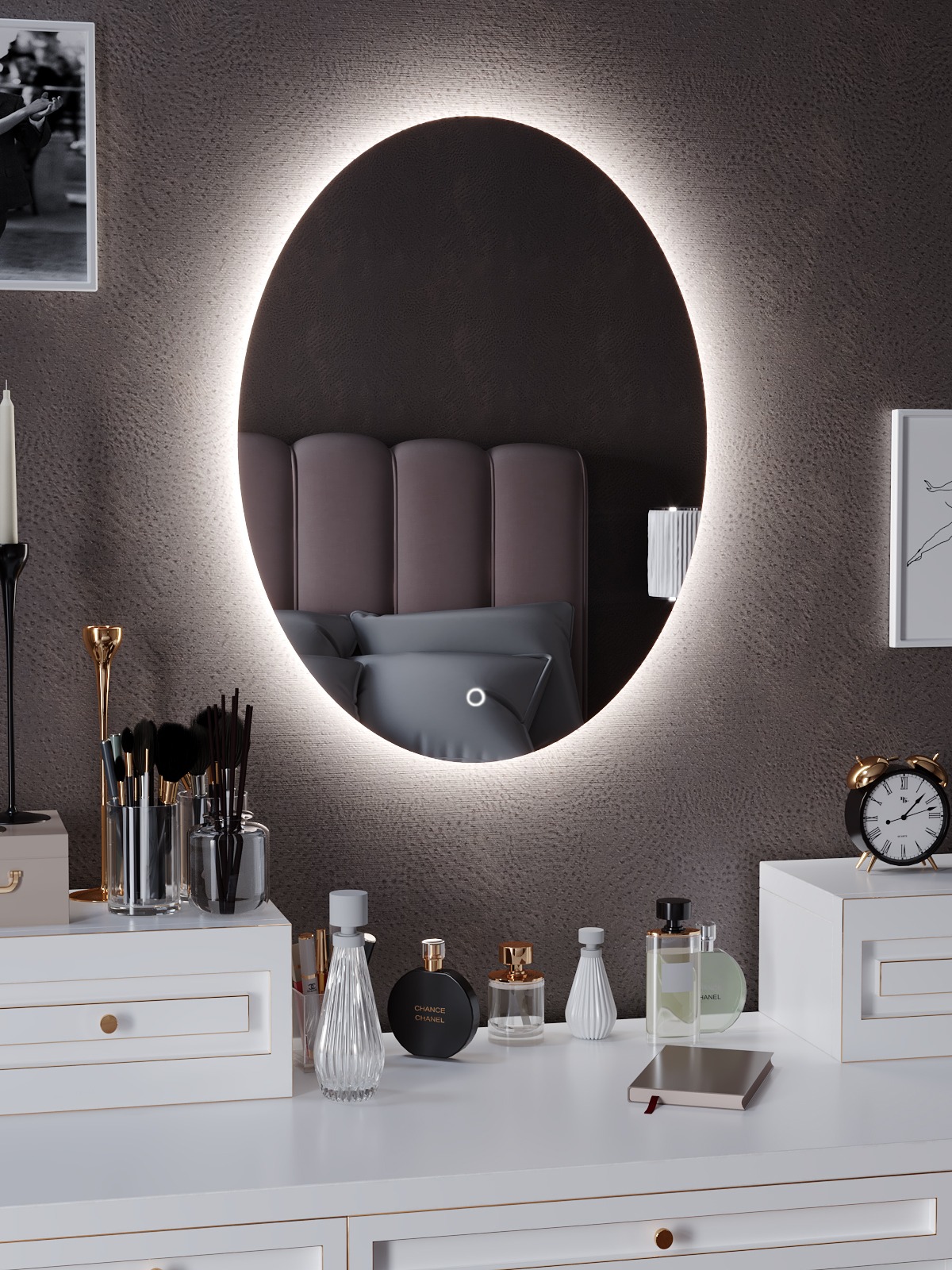 Зеркало SANTREK HOME "ГЕМЕРА" 500х800мм с фронтальной LED подсветкой овальное319278- купить в АПлайн