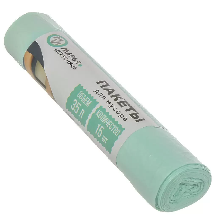 Мешки для мусора Марья Искусница 35л 18мкм с завязками тиффани 15шт 90283