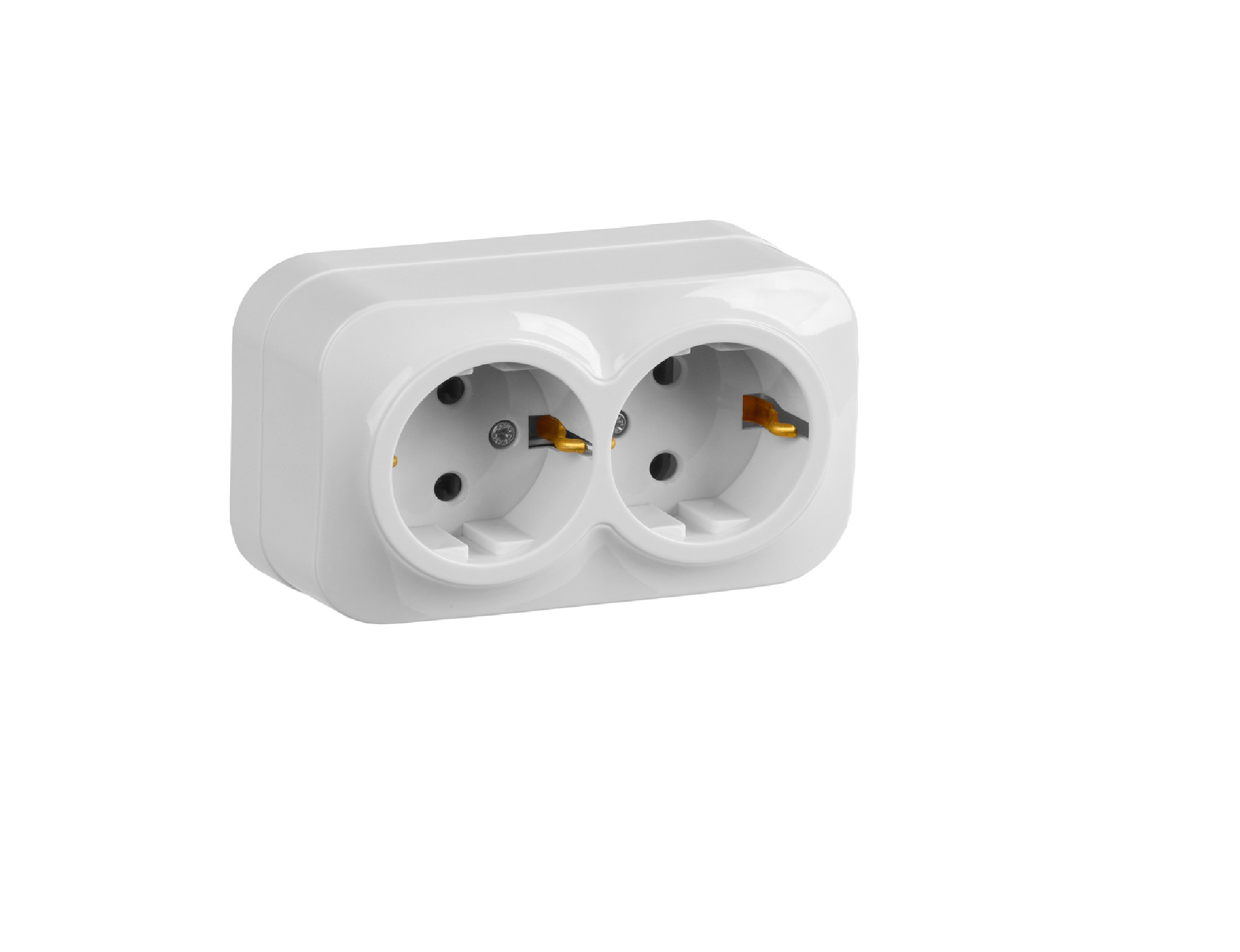 Розетка "Glory" 2 ОП белая в сборе с заземлением 10А Iek РС22-3-ХБ (ERH21-K01-16)