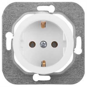 Розетка "Ретро Прованс" 1 СП белая механизм с заземлением Bylectrica РС16-1402 (671)