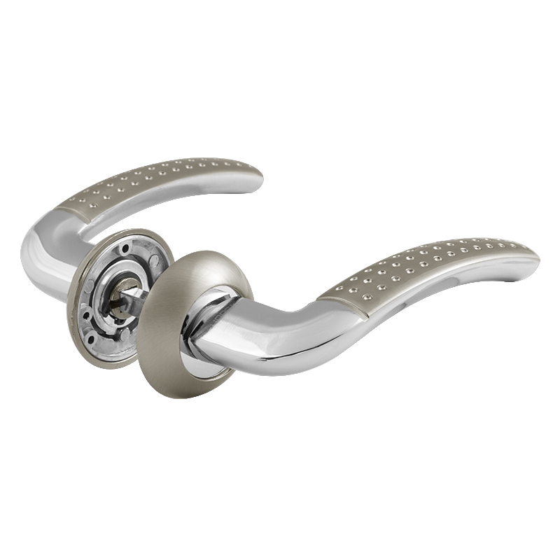 Ручка дверная на розетке НОРА-М AL 96А (круг) матовый никель / хром