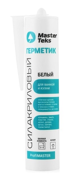 Герметик силакриловый MasterTeks для ванной и кухни белый 290мл /9613081,9612869/