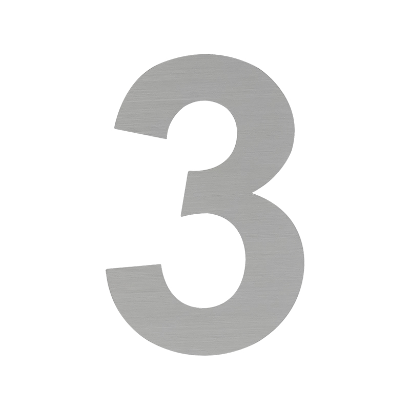 Цифра дверная Luxe "3" сталь самоклеющаяся 75мм сатин хром