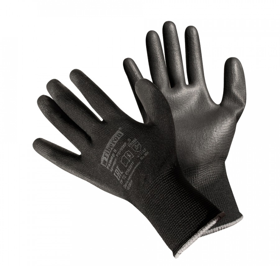 Перчатки полиэстер с полиурет. покрытием для точных работ черные PSV036P_B L(р.9) Fiberon