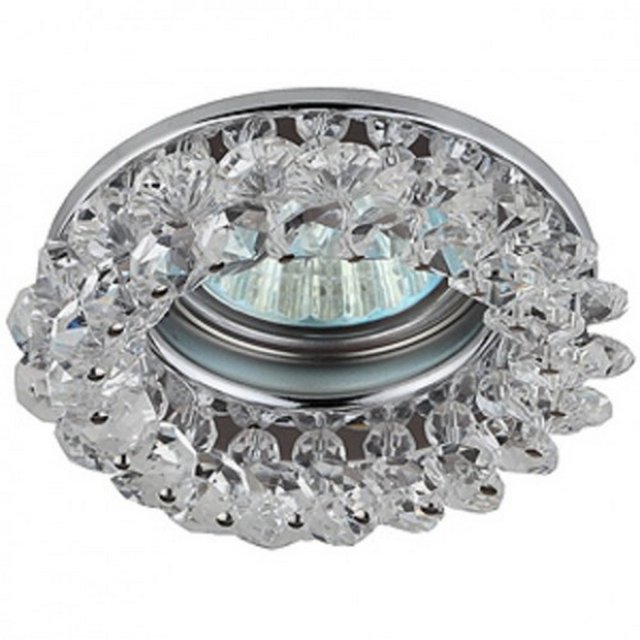 СВЕТИЛЬНИК ВСТР. GU5.3 "ЭРА" DK16 CH/WH "КРУГЛЫЙ С МЕЛКИМИ ХРУСТАЛИКАМИ" ХРОМ/ПРОЗРАЧНЫЙ /804/