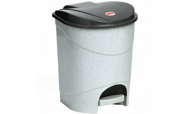 Контейнер для мусора пласт. 11л педальный гол. мрамор М2891