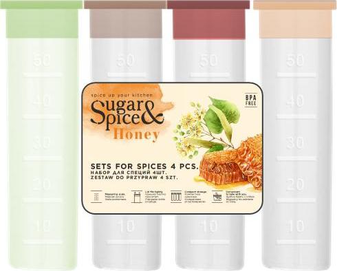 Набор для специй пласт. Sugar&Spice Honey 4шт микс SE112312998