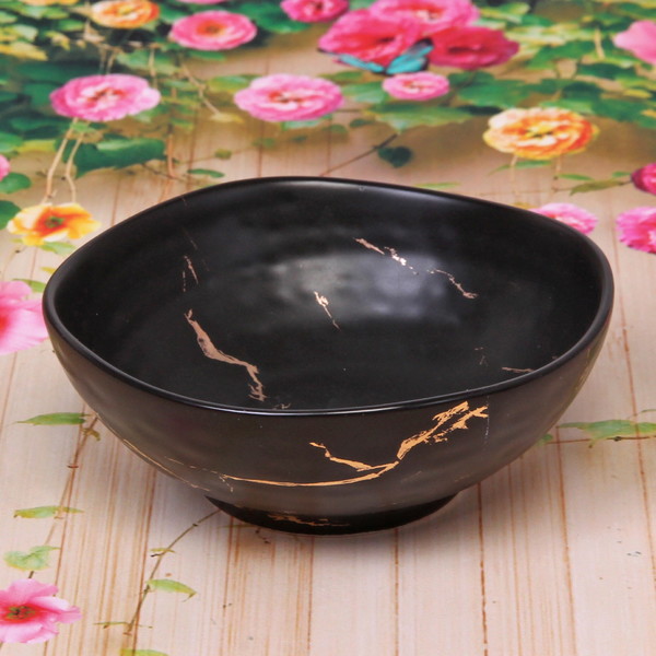 Салатник стекл. Мрамор II черный 1425