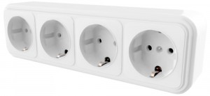 Розетка "Брест" 4 ОП белая в сборе с заземлением 16А Stekker PST16-61-20 39703
