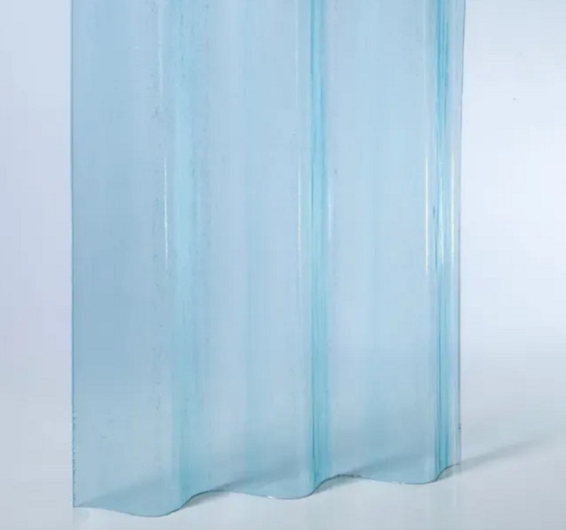 Лист композитный COMPOGLASS КРИСТАЛЛ 760х1950х0,8мм волна СВ-38 прозрачный голубой глянцевый 