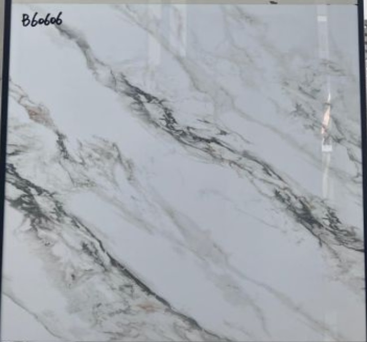 Керамогранит В60606 бело-серо-бежевый мрамор глянцевый 60x60смВ60606- купить в АПлайн