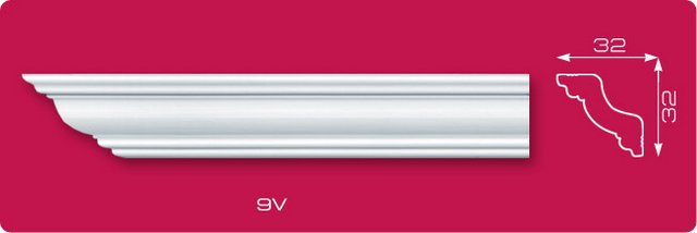 Плинтус потолочный экструдированный "Лагом" V-9 2м DESN-29V000-WH-0130